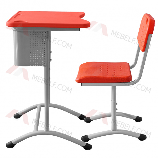 Школьный стол с перфорированным экраном ШСТ13 и стул ШС02, оранжевый